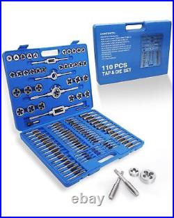 110PCS Tap and Die Set, Metric Tap and Die Rethreading Kit, Thread Chaser Set