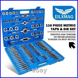 110PCS Tap and Die Set, Metric Tap and Die Rethreading Kit, Thread Chaser Set
