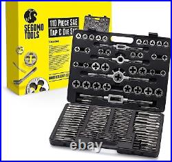 110 Pcs Alloy Tap and Die Set Coarse and Fine Threads Tools SAE Rethreading Kit