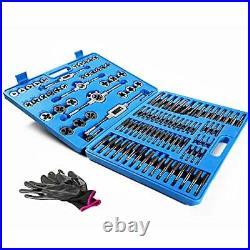 110 Piece Combination Tap and Die Set Alloy Steel 55°- 60° Metric Tools with Car