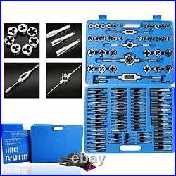 110 Piece Combination Tap and Die Set Alloy Steel 55°- 60° Metric Tools with Car