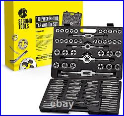 110 Piece Hardened Alloy Steel Metric Tap Die Threading Tool Set with Storage Case