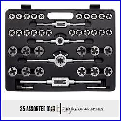 110 Piece Hardened Alloy Steel Metric Tap and Die Threading Tool Set with Storag