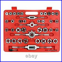110 Piece Sae and Metric Bearing Steel Tap and Die Set with Carrying Case