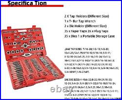 110 Piece Tap and Die Set (SAE METRIC) Threading Tool Set With Storage Case