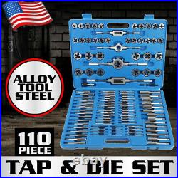 110pc Tap and Die Combination Set Tungsten Steel Titanium SAE and Metric
