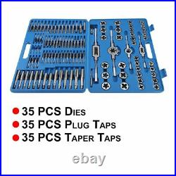 110pc Tap and Die Combination Set Tungsten Steel Titanium SAE and Metric