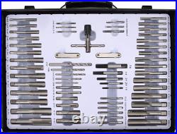 115PCS Sae and Metric Bearing Steel Tap and Die Rethreading Kit with Me
