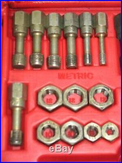 42 Piece MM Nf & Nc Re-threading Set In Storage Case Taps Dies Files By Snap-on