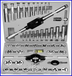 45 Piece Large Metric Tap & Die Tool Set Tapping Steel Metal Pipe Threading Kit