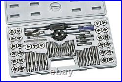 60 Pc Alloy Tool Steel Taps And Die Metric Unc Unf Set Wrench Bolts Fervi M101