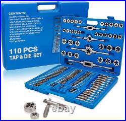 60 Piece Metric and SAE Standard Tap and Die Set Rethreading Tool Kit For Cutt