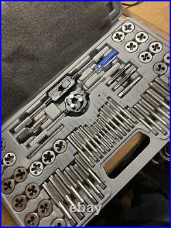 60pc Large MM Metric Sae Tap And Die Threading Tool Set Steel Metal Threader Kit