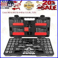 75-Pc SAE&Metric Tap and Die Set Hex Threading Dies for Threading and