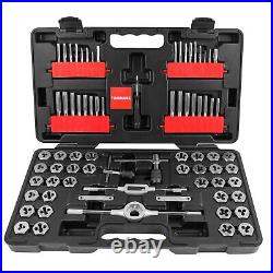 75-Pc Tap and Die Set, SAE & Metric Hex Thread Taps Dies Wrench Metric Sizes