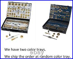 86 Piece Tap and Die Set Bearing Steel SAE and Metric Tools, Titanium Coated