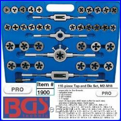 BGS Germany 110-pc Quality Tungsten Steel Metric Thread Tap and Die Set M2-M18