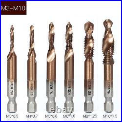 Combination Drill HSS Machine Thread Tap Bit Spiral M3-M10 TiN / HSS-Co Cobalt