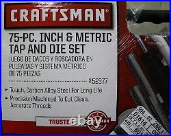 Craftsman 75 Pc Combination Tap & Die Carbon Steel Set Case SAE Metric 75 Piece