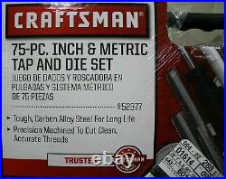 Craftsman 75 Pc Combination Tap & Die Carbon Steel Set SAE and Metric Case- NEW