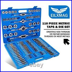 EilxMag 110PCS Hardened Alloy Steel Metric Tap and Die Rethreading Tool Set