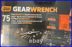 GearWrench 3887 Ratcheting Tap Die Set Sae Metric Auto Locking 75 Pc Silver New