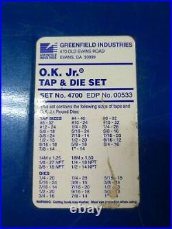 Greenfield Industries. Ok Jr. Tap, And Die Set No. 4700