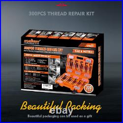 HORUSDY 300Pc Metric and SAE Thread Repair Kit, HSS Drill Helicoil Repair Kit M5