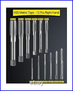 HOTYELL Drill and Tap Set, Metric HSS Taps M2 to M16 with Matching Jobber Len