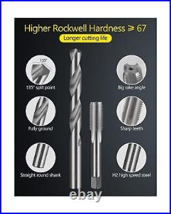 HOTYELL Drill and Tap Set, Metric HSS Taps M2 to M16 with Matching Jobber Len