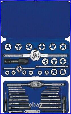 Irwin Hanson High Carbon Steel Sae Tap and Die Set Fractional Hex 24pcs New