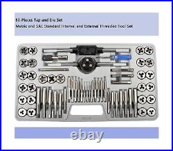 KECHUANG 60-Pieces Tap and Die Set Metric and SAE Standard Internal and Exter