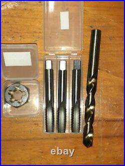 M2 3 4 5 6 -30 HSS Metric Hand Tap 3x and HSS split die button+tapping drill set