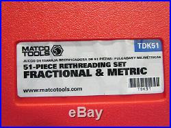 Matco Tools 51pc Rethreading Set # TDK51 Fractional & Metric (124158A)