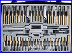 Muzerdo 86 Piece Tap and Die Set Bearing Steel Sae and Metric Tools, Titanium Co