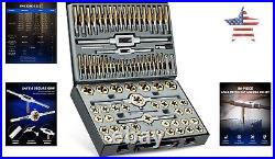 Professional Tap and Die Set Metric & SAE Titanium Coated Steel 86pc