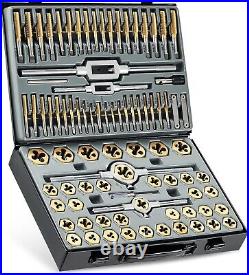 Professional Tap and Die Set Metric & SAE Titanium Coated Steel 86pc