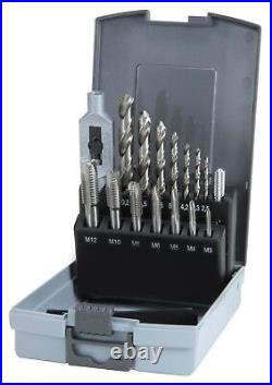 RUKO 15pcs. Single Cut Tap Set M3 M12, tap Wrench, HSS Drills, Made in Germany