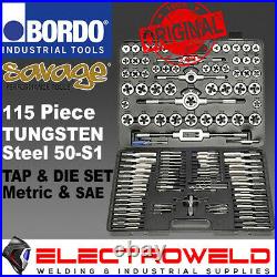 SAVAGE 115pce TAP AND DIE SET METRIC IMPERIAL SAE UNC/UNF TUNGSTEN BORDO 50-S1