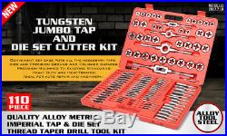 TAP AND DIE Set 110 piece METRIC withCase Screw Extractor Remover Chasing NEW