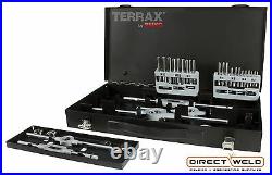 TERRAX 37pcs. Thread Cutting Set HSS, M3 M12 Hand Taps & Dies in Steel Case