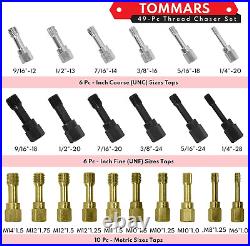 TOMMARS 49-Piece Thread Chaser Set, UNC UNF & Metric Thread Restorer Tool Master