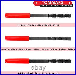 TOMMARS 49-Piece Thread Chaser Set, UNC UNF & Metric Thread Restorer Tool Master