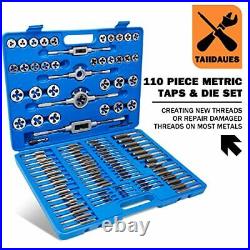 Taiidaues 110 Piece Hardened Alloy Steel Metric Tap And Die Threading Tool Se