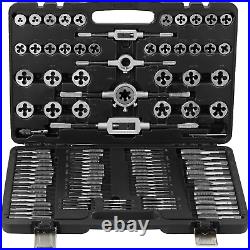 Tap and Die Set, 110-Piece Include Metric Size M2 to M18, Bearing Steel Taps and