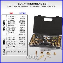 Tap and Die Set Metric and Standard, Rethreading Tool Kit for Coarse and Fine Th