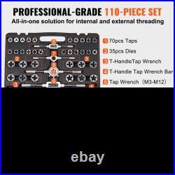 VEVOR Tap and Die Set, 110-Piece Include Metric Size M2 to M18, Bearing Steel Ta